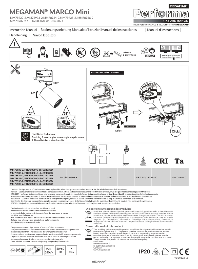 Image de la première page du manuel de l'appareil Marco Mini MM78934