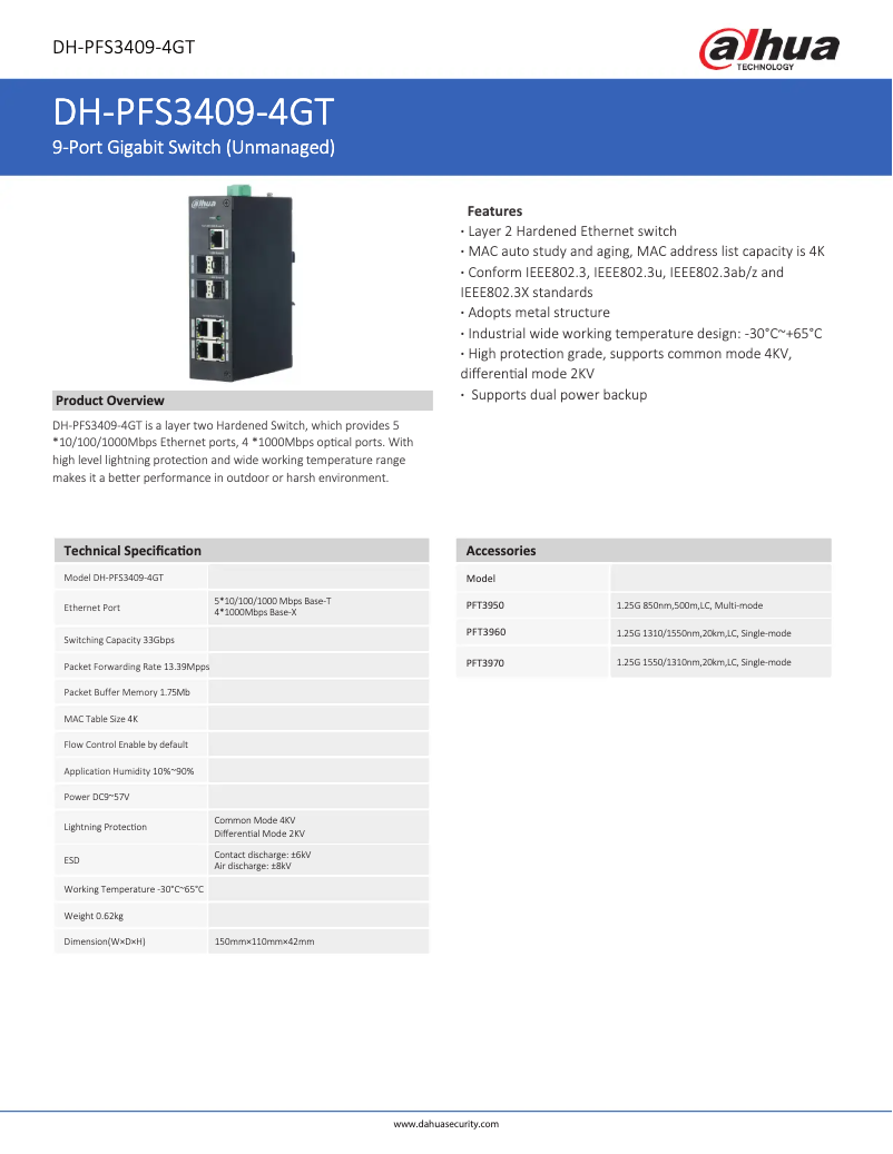 Image de la première page du manuel de l'appareil PFS3409-4GT