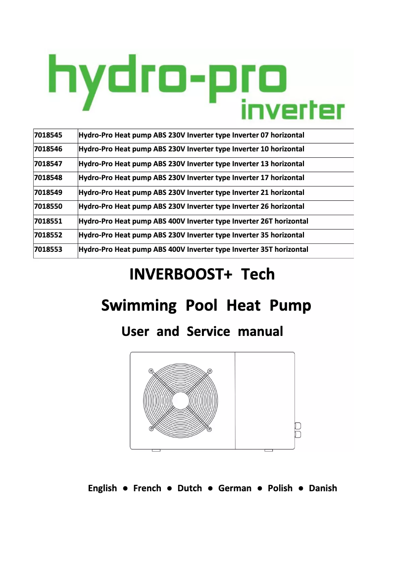 Page n°1 - Manuel utilisateur Hydro-Pro Inverter 26T