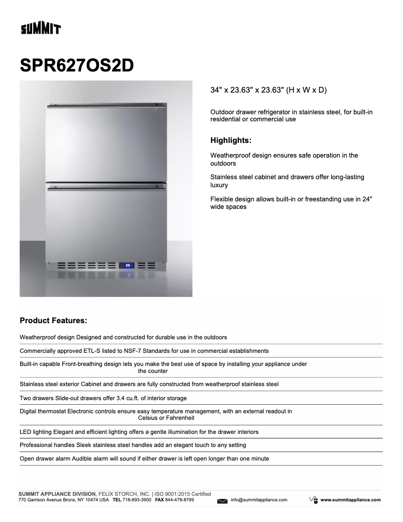 Image de la première page du manuel de l'appareil SPR627OS2D