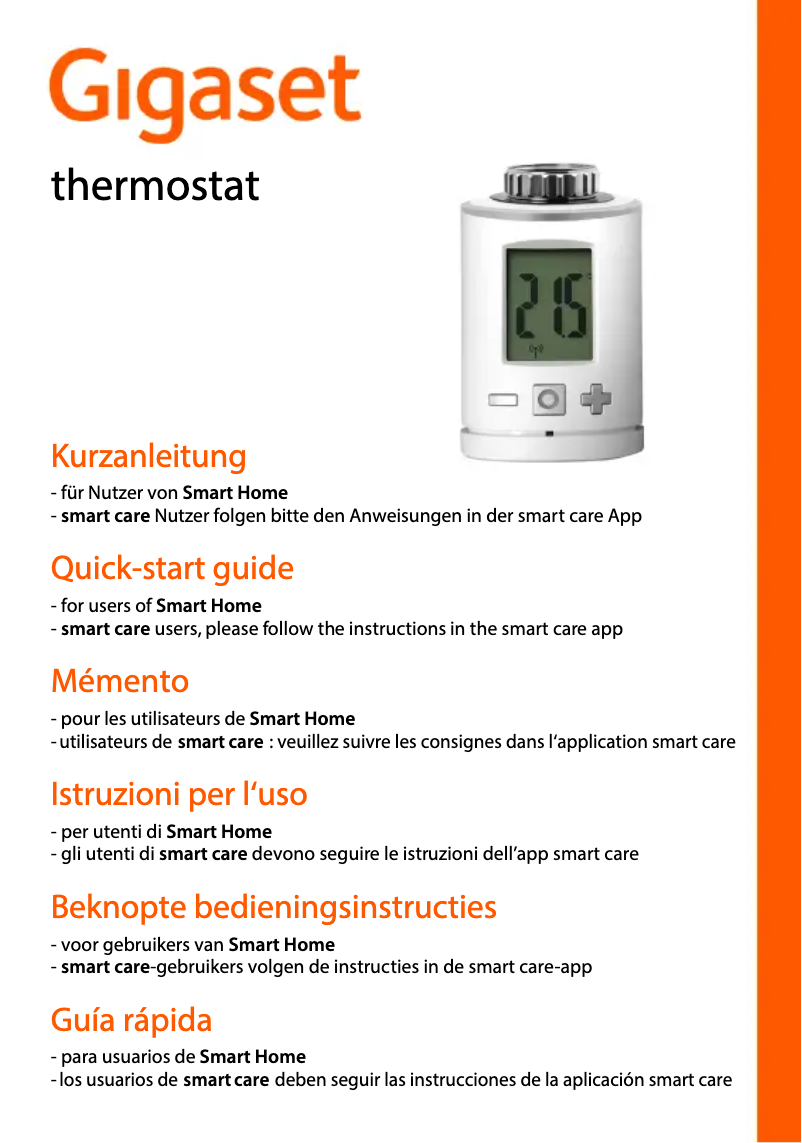 Page n°1 - Manuel utilisateur Gigaset Thermostat ONE X