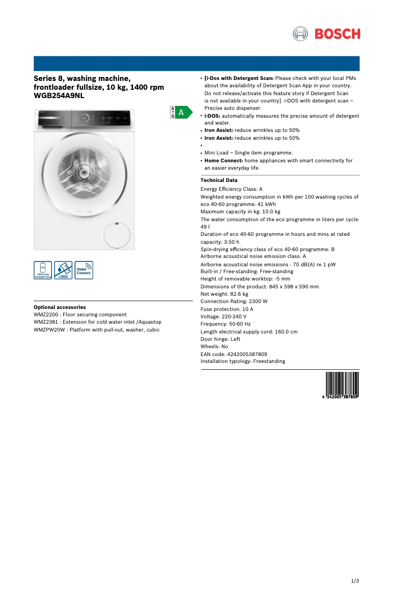 First page image of the manual for WGB254A9NL