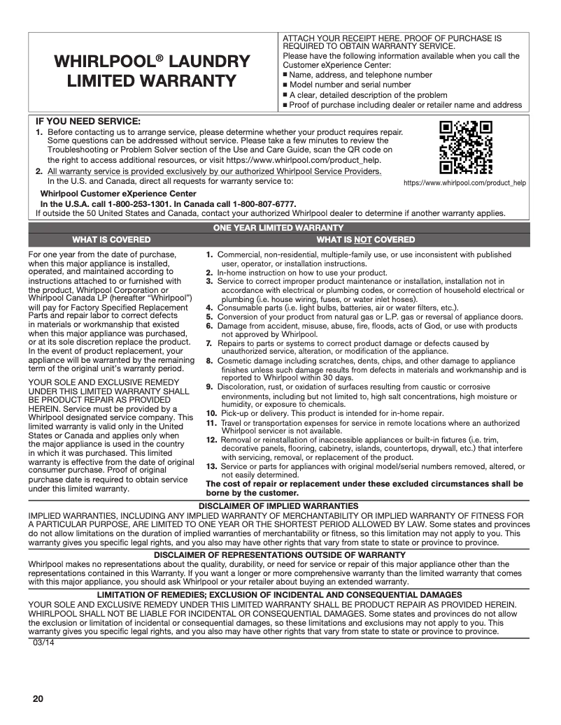 Image de la première page du manuel de l'appareil WTW8000D