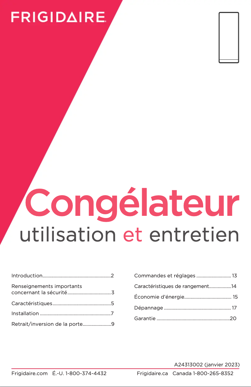 Image de la première page du manuel de l'appareil FFFU13F2VV