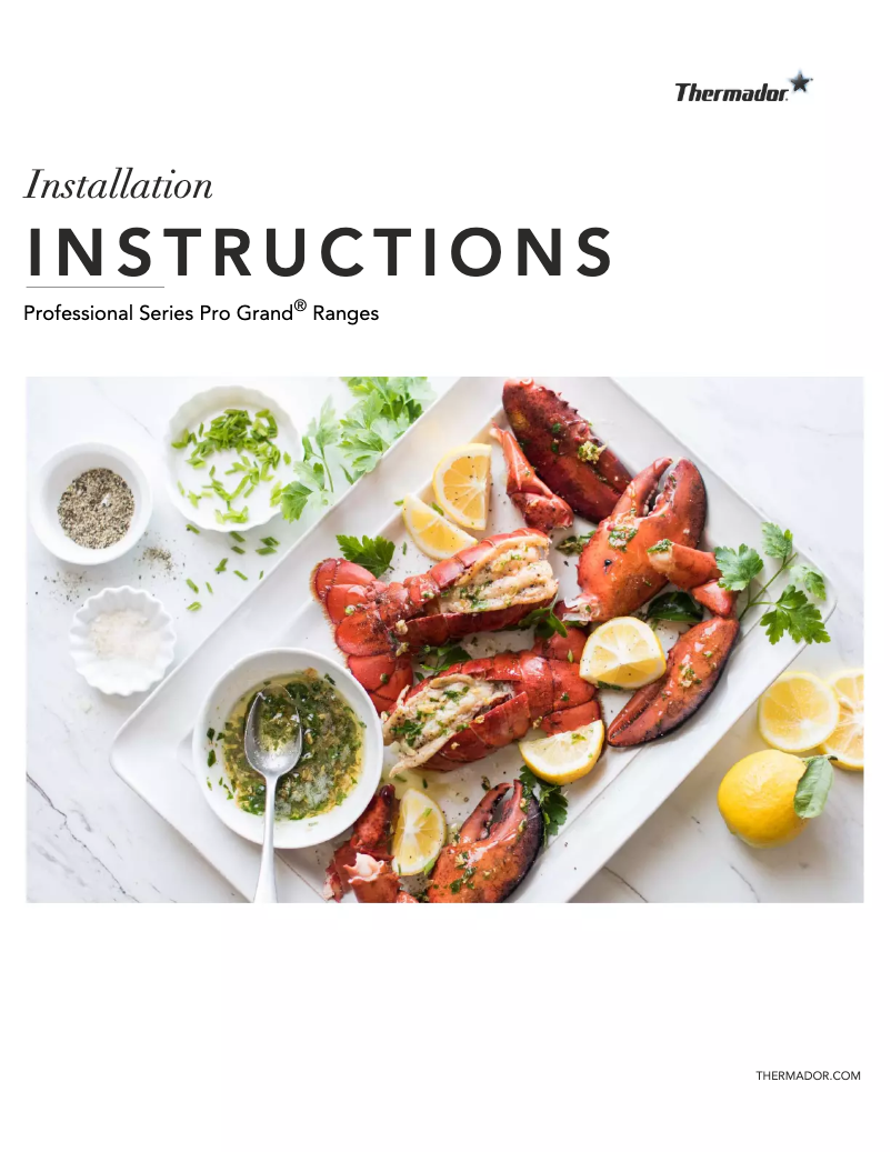 Page 1 de la notice Guide d'installation Thermador PRD606WCG