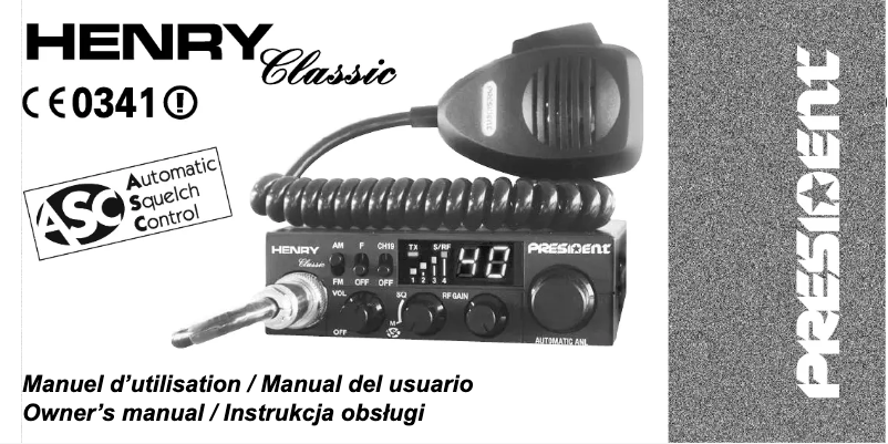 Page n°1 - Manuel utilisateur President Henry Classic