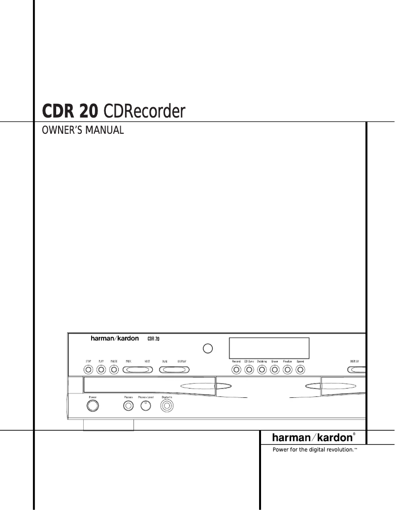 Image de la première page du manuel de l'appareil CDR 20