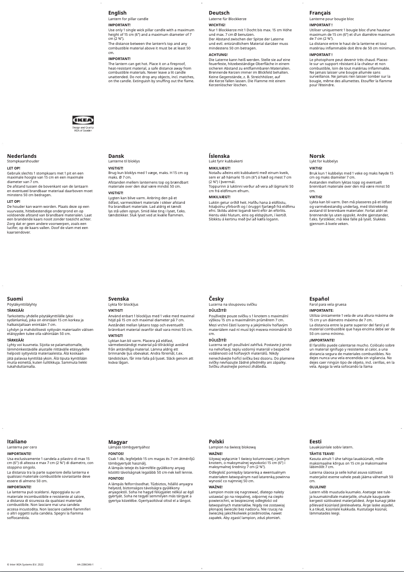 Page 1 de la notice Manuel utilisateur Ikea BORRBY 005.630.71