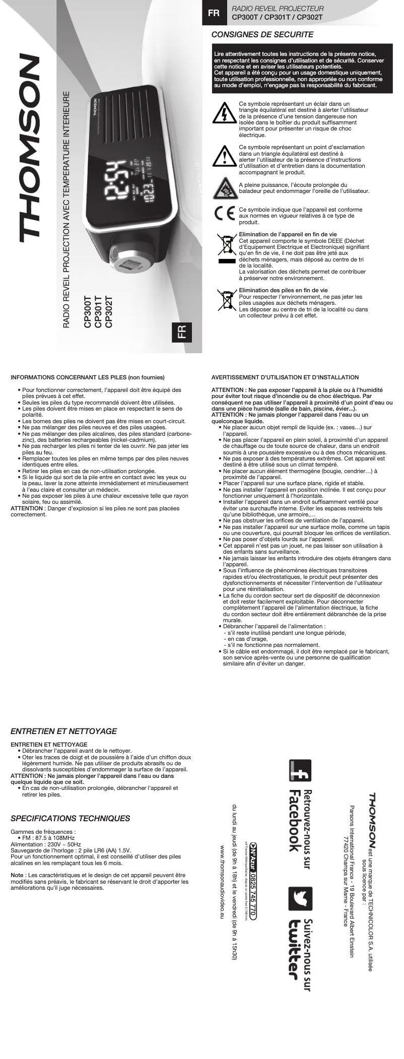 Image de la première page du manuel de l'appareil CP301T