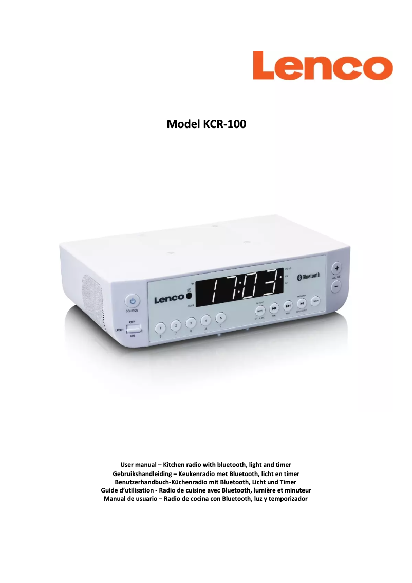 Page 1 de la notice Manuel utilisateur Lenco KCR-100