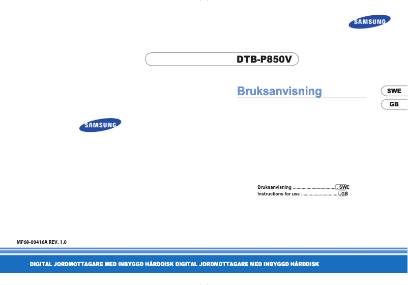 Page n°1 - Manuel utilisateur Samsung DTB-P850V