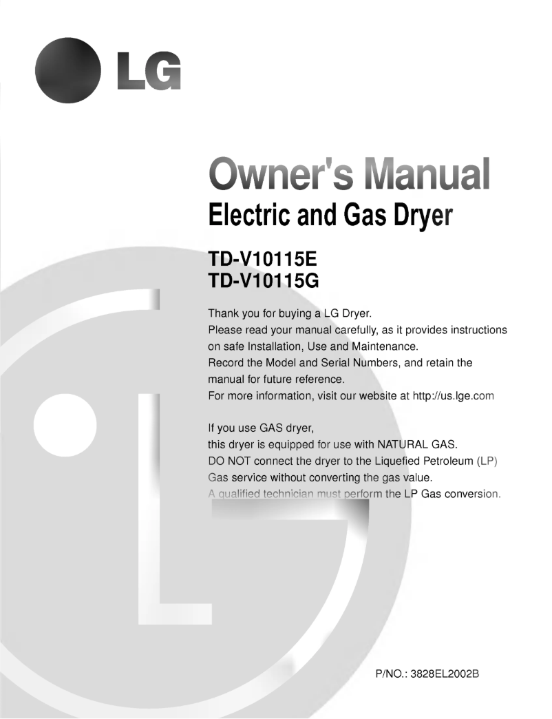 Page 1 de la notice Manuel utilisateur LG TD-V10115G