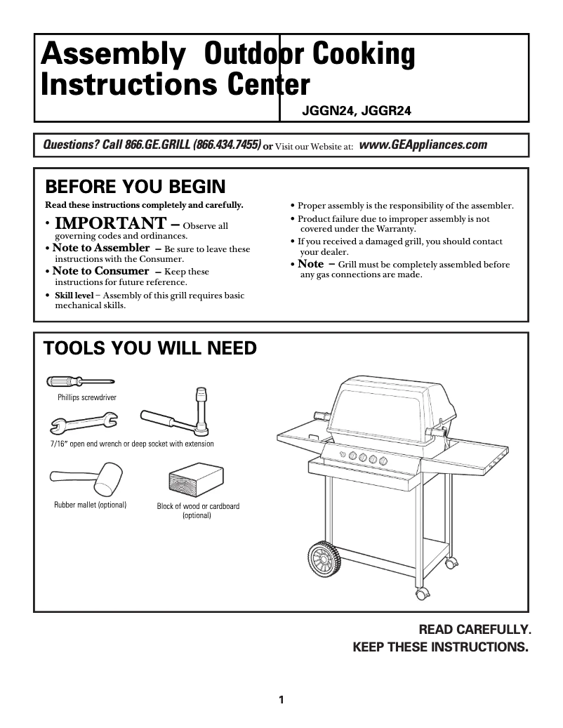 Page n°1 - Guide d'installation GE JGGR24LPDBB