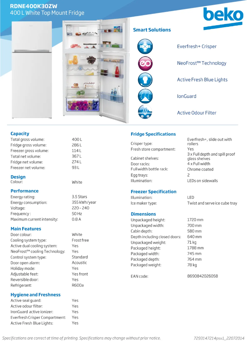 Image de la première page du manuel de l'appareil RDNE400K30ZW