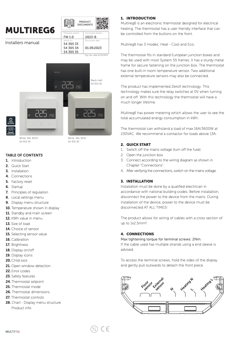 Page 1 de la notice Manuel utilisateur Heatit MULTIREG6