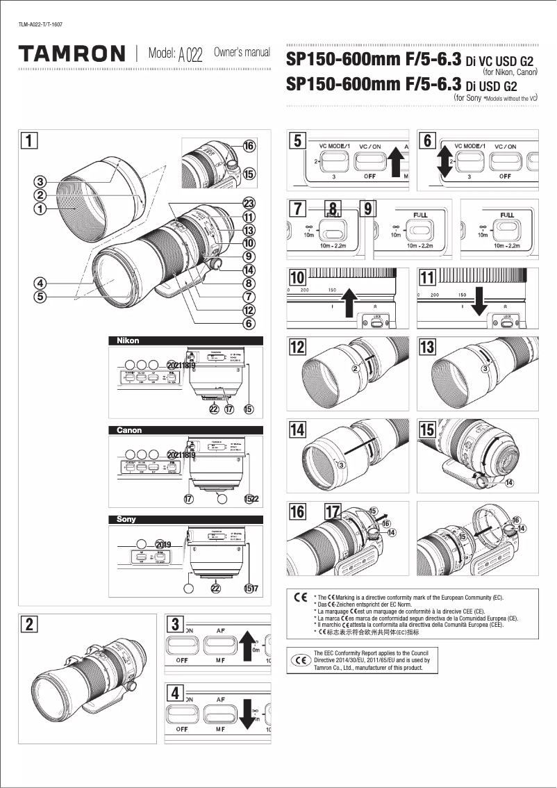 Image de la première page du manuel de l'appareil 150-600mm f/5-6.3 Di VC USD G2 Nikon