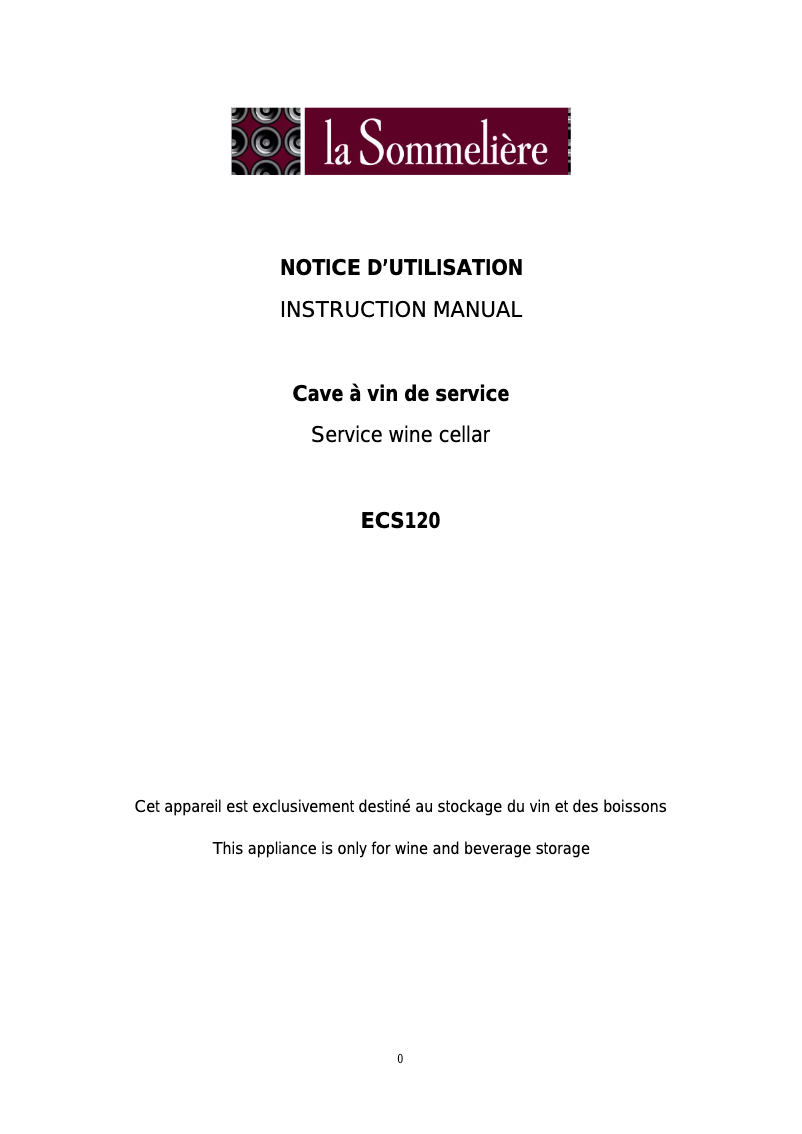 Image de la première page du manuel de l'appareil ECS120