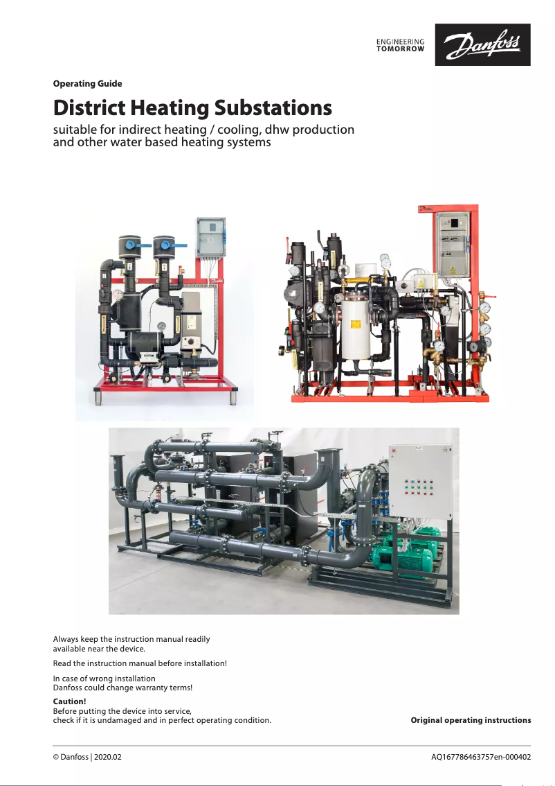 Image de la première page du manuel de l'appareil District Heating Substations