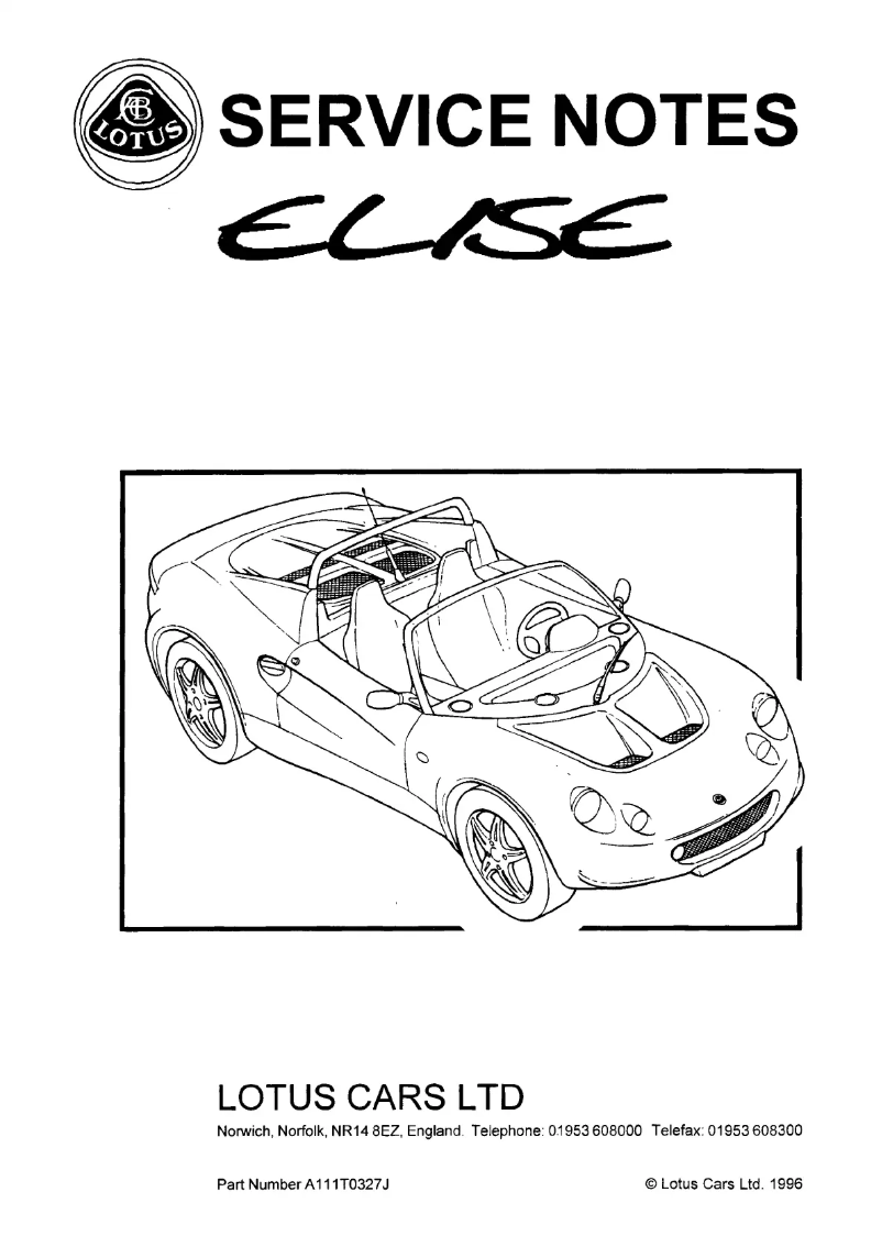 Page 1 de la notice Manuel utilisateur Lotus Elise (1996)