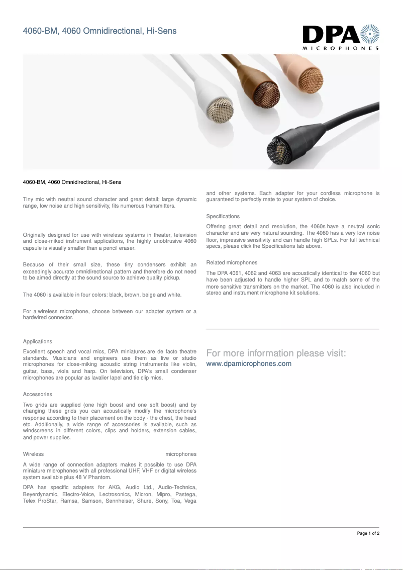 Page n°1 - Manuel utilisateur DPA d:screet 4062