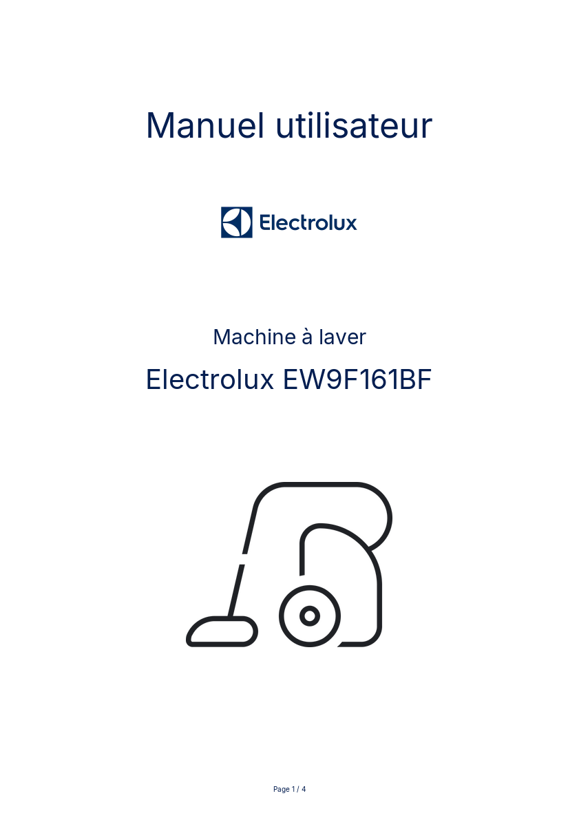 Page n°1 - Manuel utilisateur Electrolux EW9F161BF