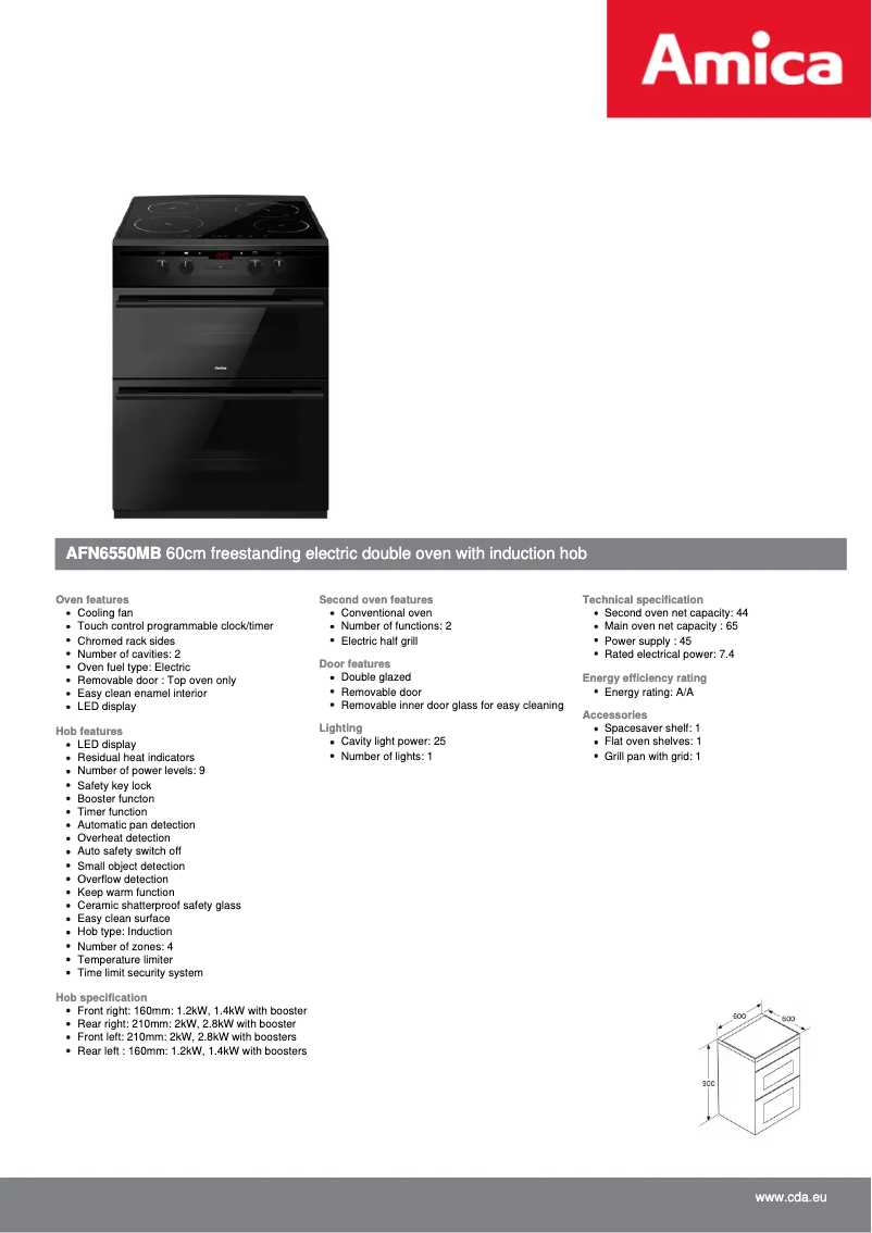 Page n°1 - Fiche technique Amica AFN6550MB