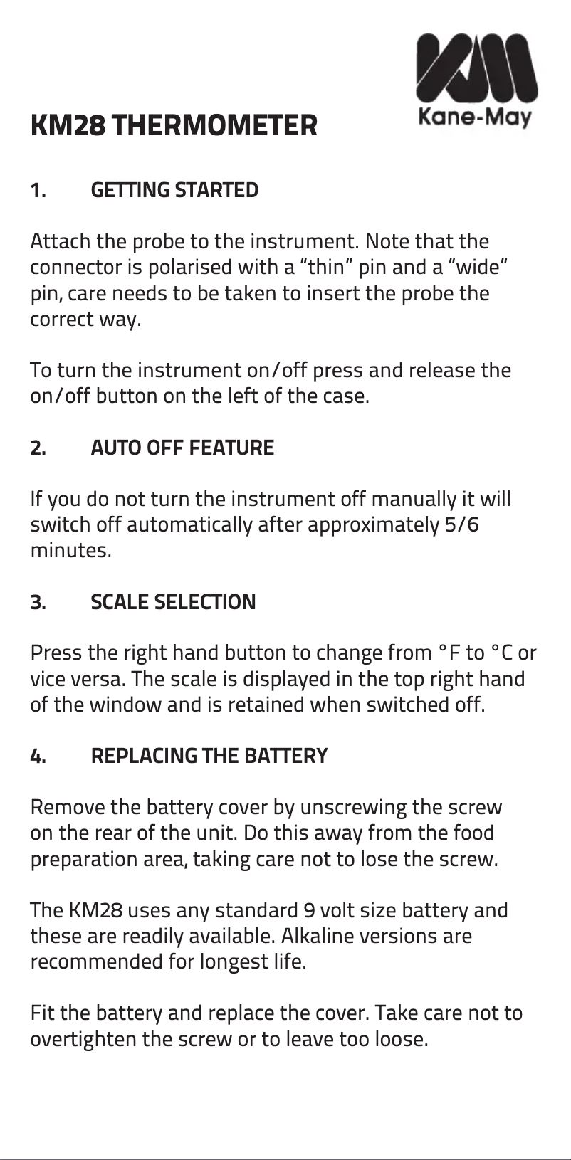 Imagen de la primera página del manual del dispositivo KM28