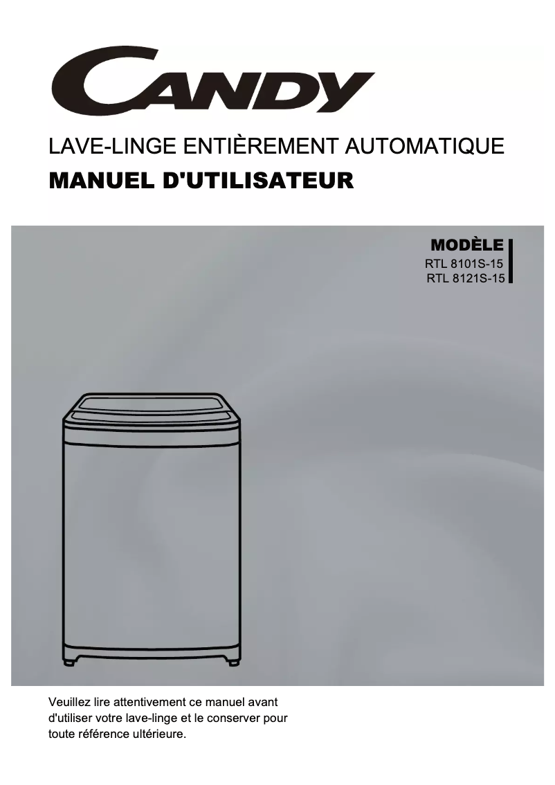 Page n°1 - Manuel utilisateur Candy RTL 8121S-15
