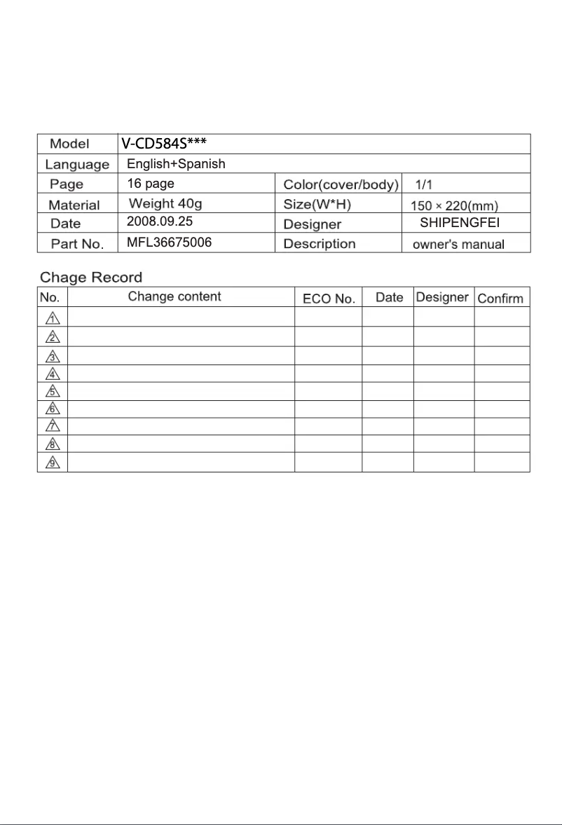 Página 1 del manual Manual de usuario LG V-CD584STV