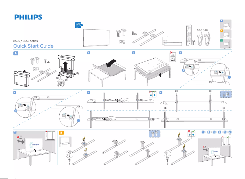 Page 1 de la notice Guide de démarrage rapide Philips 70PUS8555