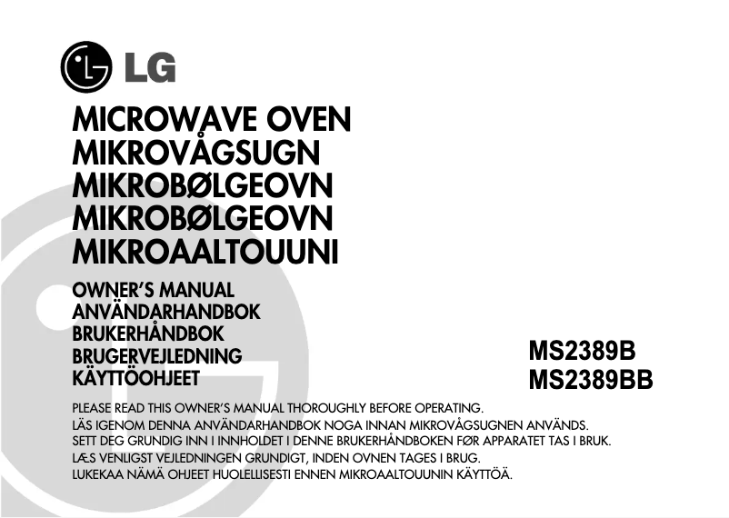 Page 1 de la notice Manuel utilisateur LG MS2389B