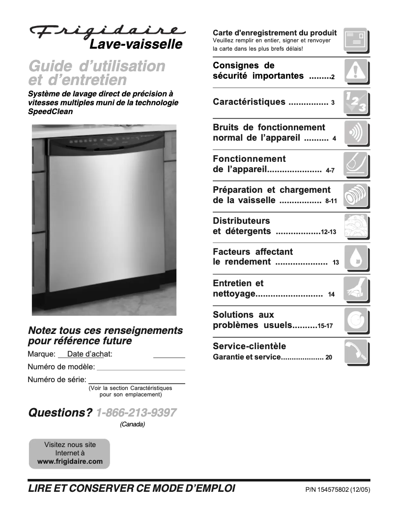Page n°1 - Manuel utilisateur Frigidaire GLD2875FPB