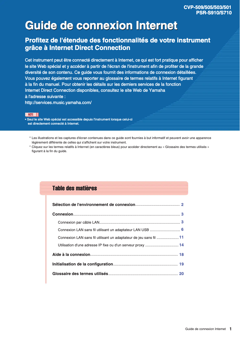Page n°1 - Manuel utilisateur Yamaha Clavinova CVP-505PE