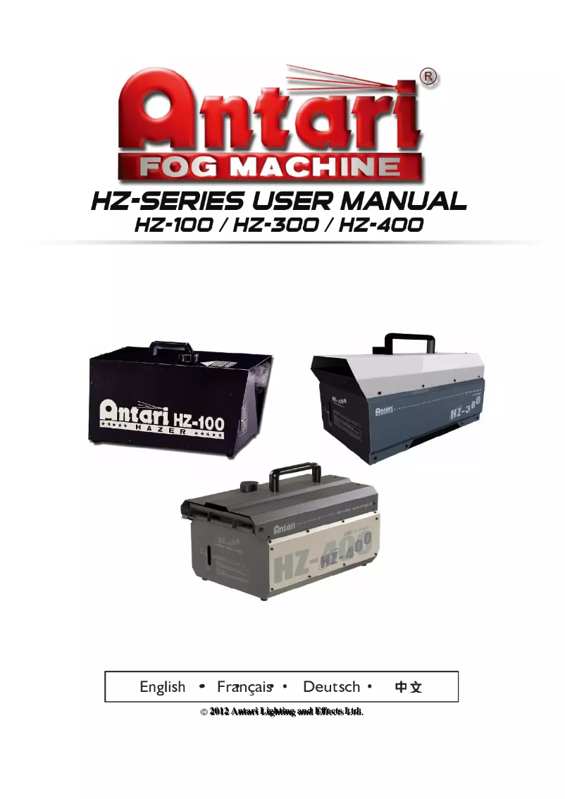 Page 1 de la notice Manuel utilisateur Antari HZ-400