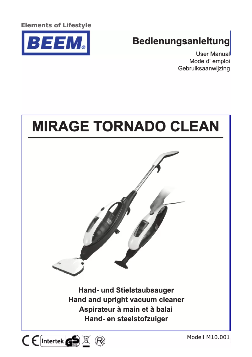 Página 1 del manual Manual de usuario BEEM Mirage Tornado Clean M10.001