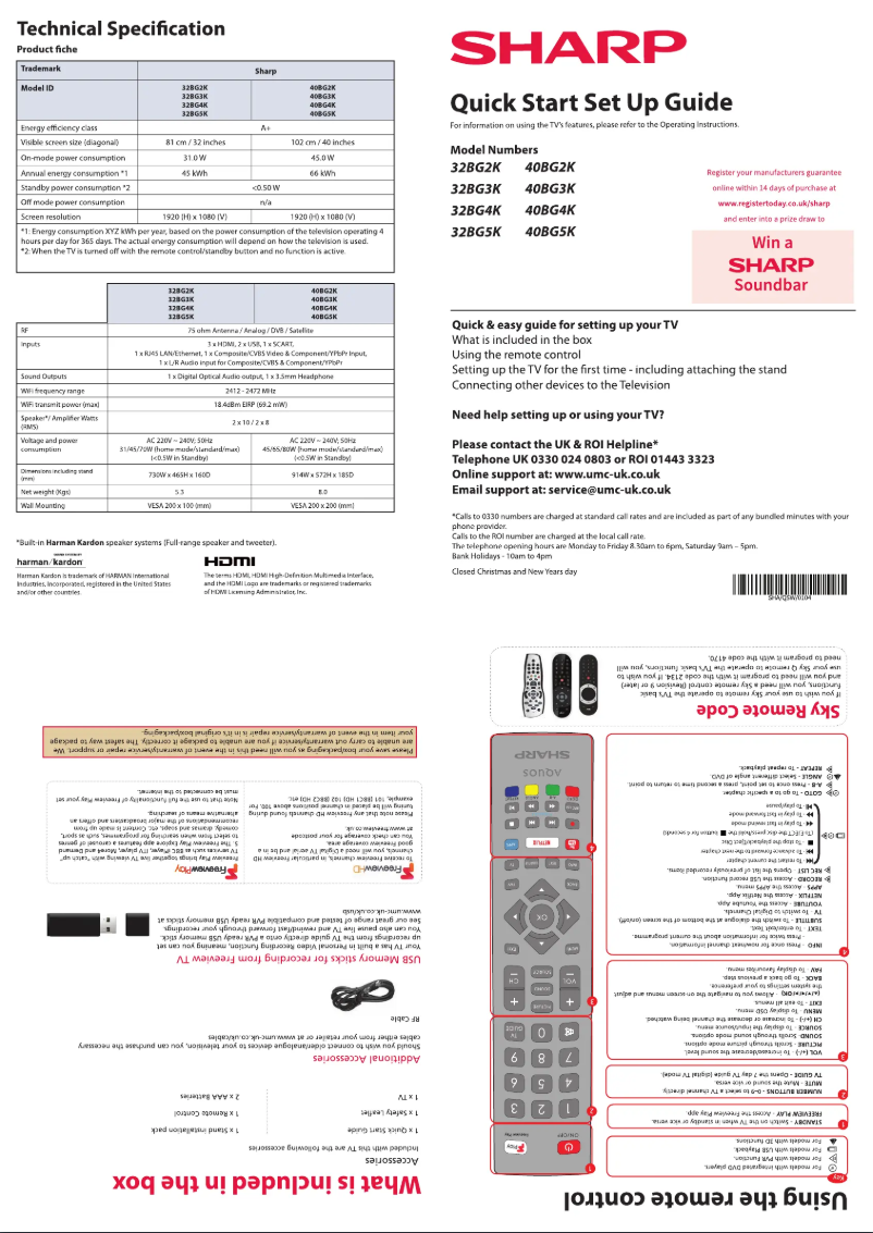 Page n°1 - Guide de démarrage rapide Sharp 32BG3K