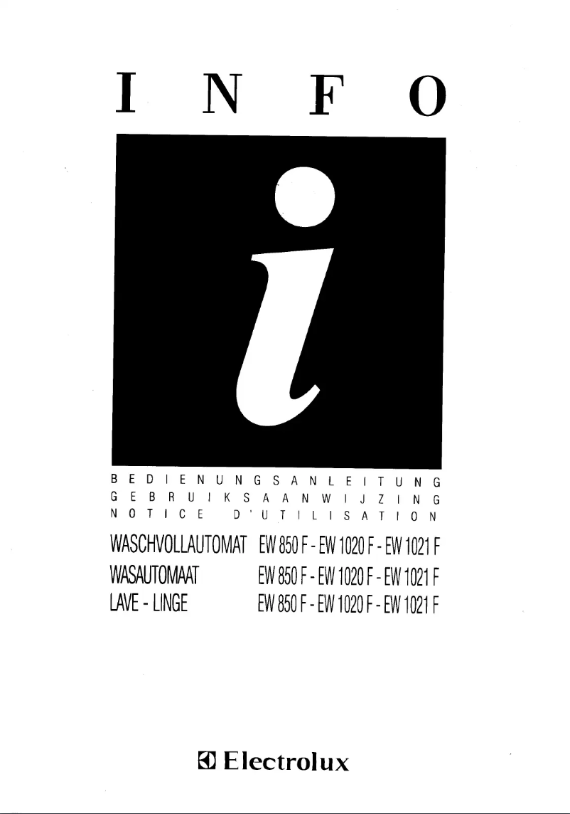 Page 1 de la notice Manuel utilisateur Electrolux EW1021F