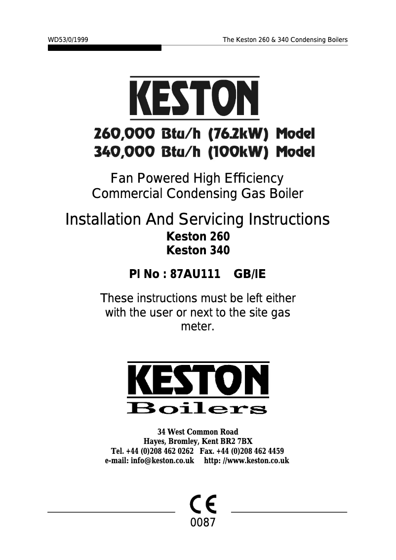 Page 1 de la notice Manuel utilisateur Keston K340