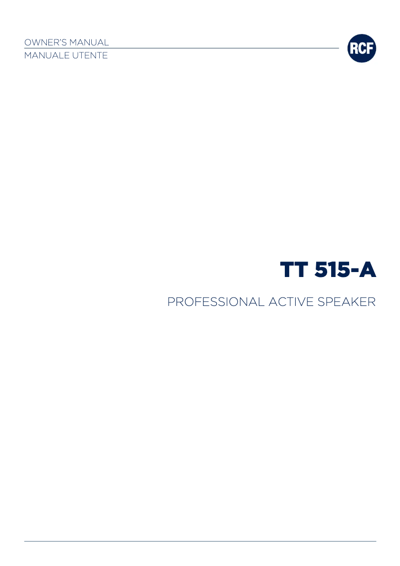 Page 1 de la notice Manuel utilisateur RCF TT 515-A