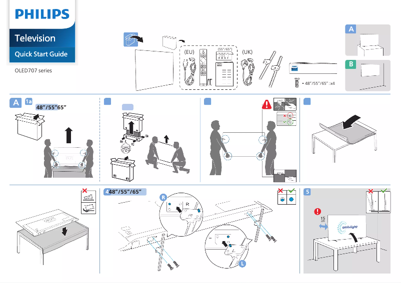 Page n°1 - Guide de démarrage rapide Philips 55OLED707