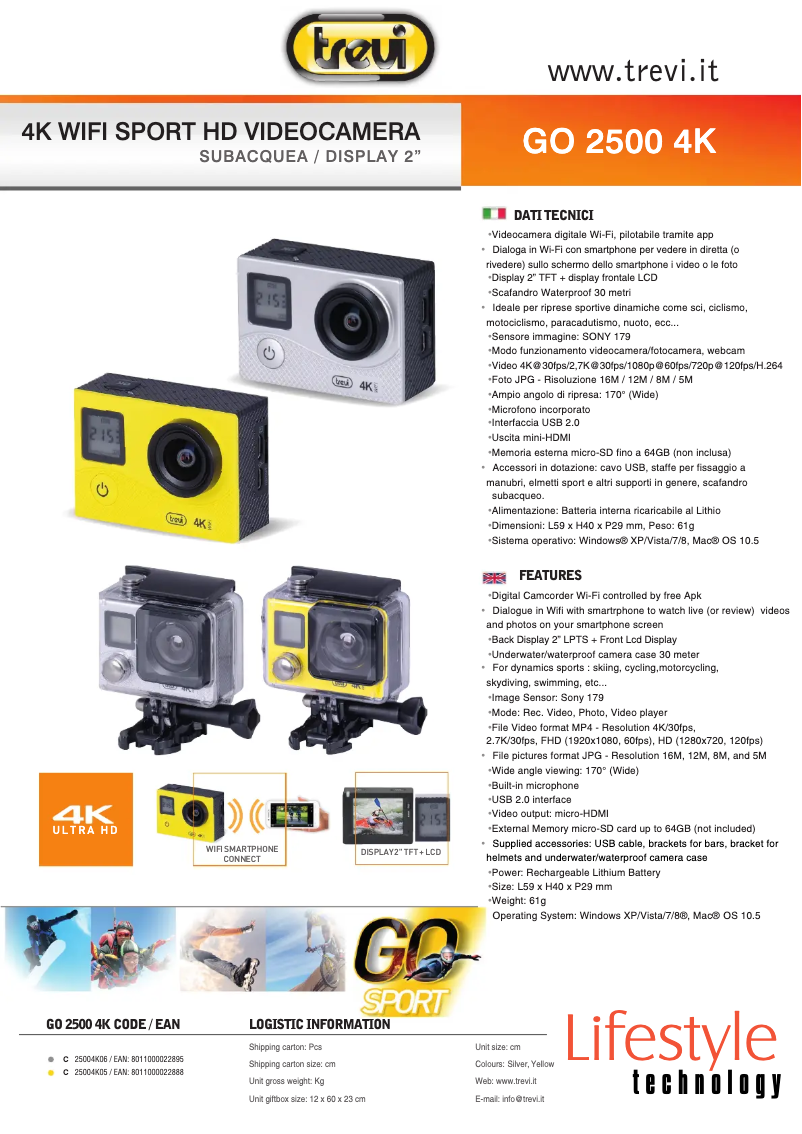 Page 1 de la notice Manuel utilisateur Trevi GO 2500 4K