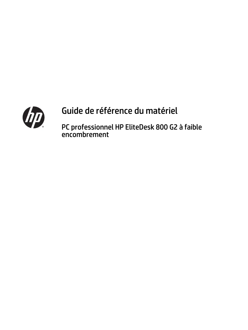 Page n°1 - Manuel utilisateur HP EliteDesk 800 G2 SFF