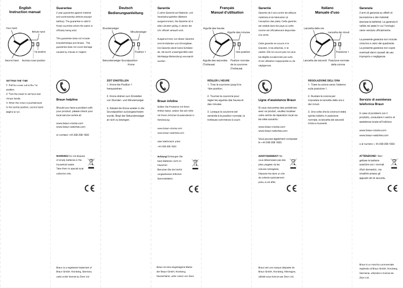 Page n°1 - Manuel utilisateur Braun BN0011
