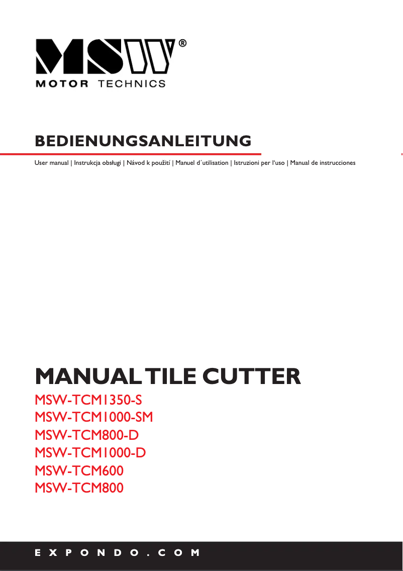 Page n°1 - Manuel utilisateur MSW MSW-TCM800
