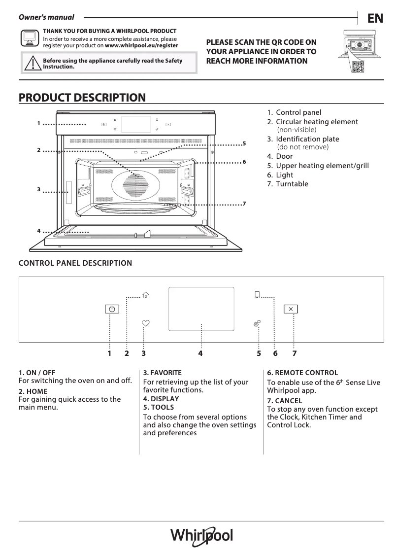 Page 1 de la notice Manuel utilisateur Whirlpool W9 MW261 IXL