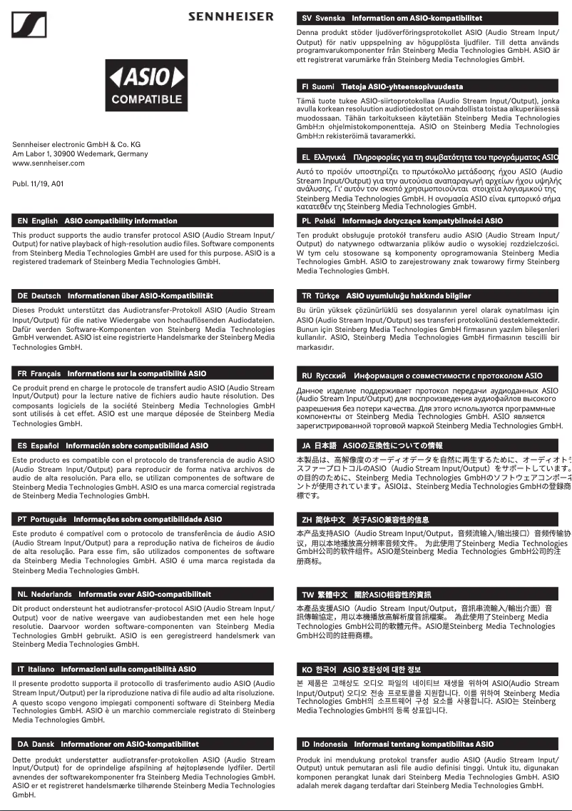 Page 1 de la notice Fiche technique Sennheiser HD 820