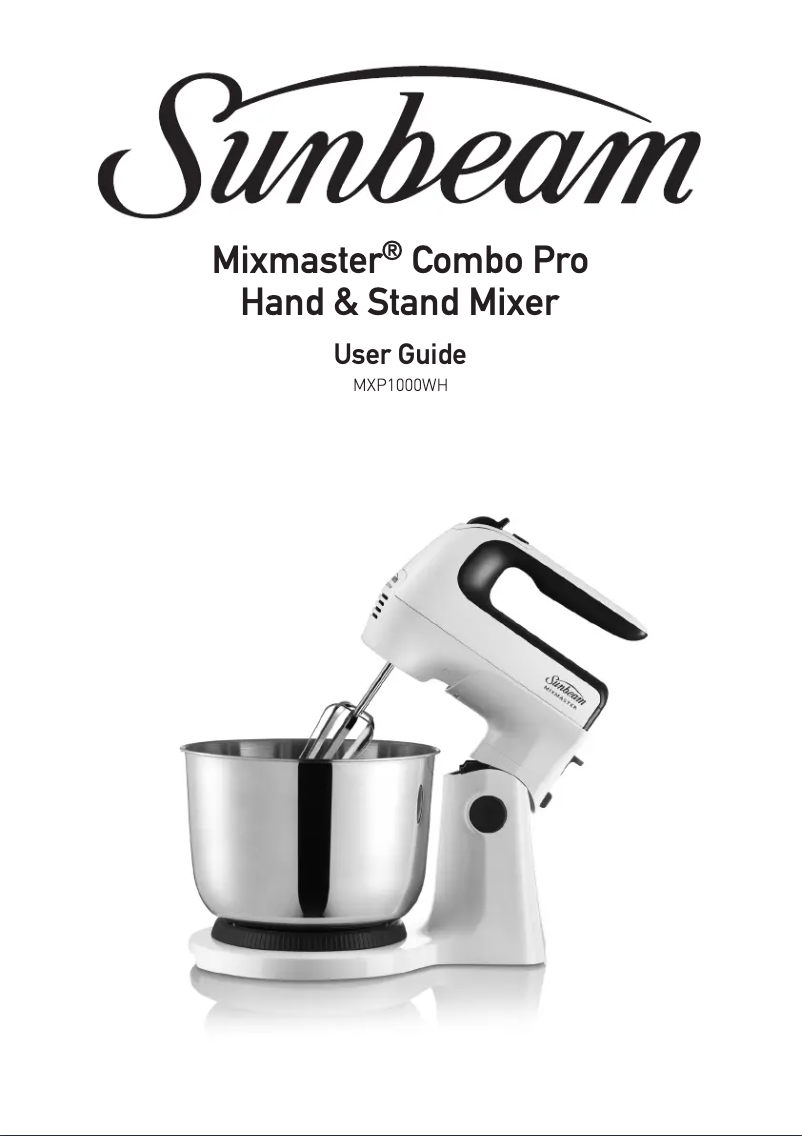 Page 1 de la notice Manuel utilisateur Sunbeam Mixmaster Combo Pro MXP1000WH