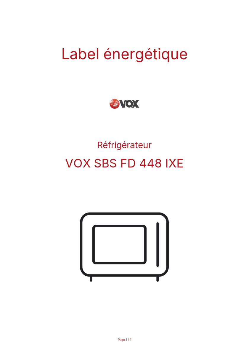 Image de la première page du manuel de l'appareil SBS FD 448 IXE