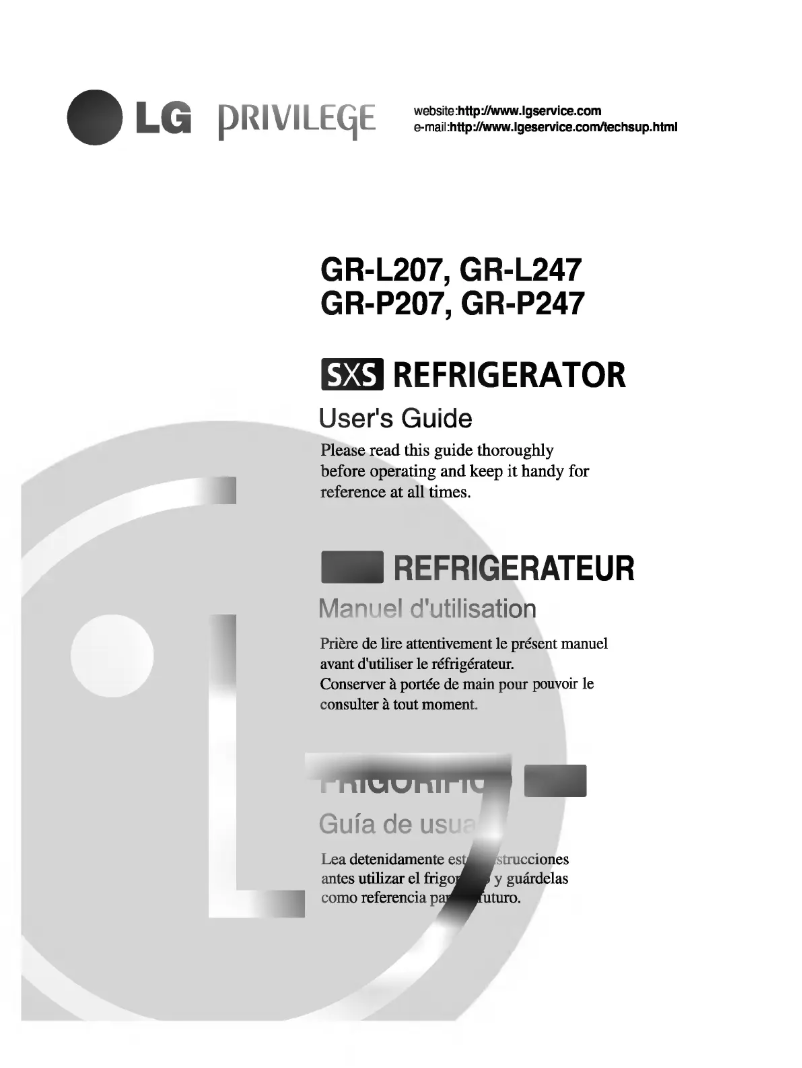 Image de la première page du manuel de l'appareil GR-L247TR