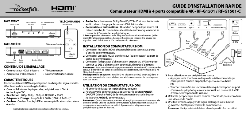 Page n°1 - Manuel utilisateur Rocketfish RF-G1501